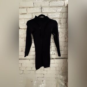 Zara Black Ribbed Long-Sleeve Bodycon Dress